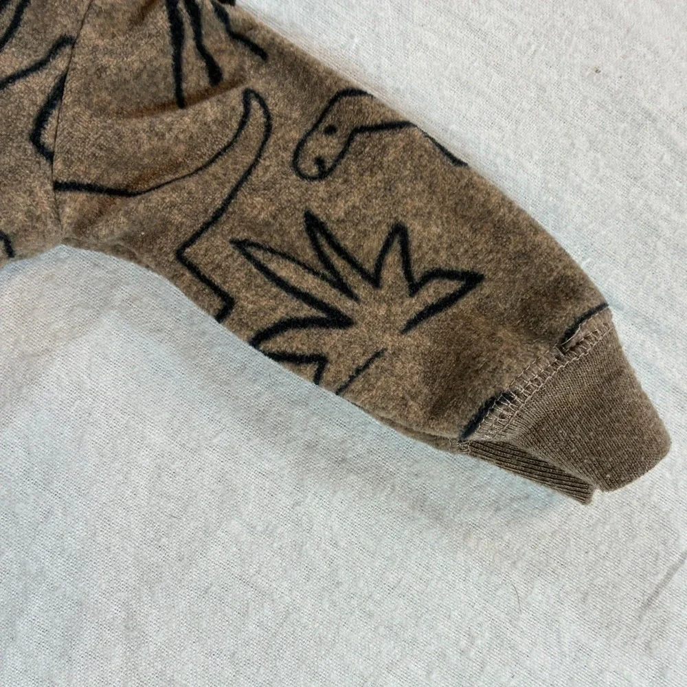 Carter's Kids Dinosaur Footed Sleeper Size 3M Brown Fleece Snap Front A91